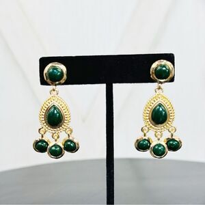 Lovisa Faux Opal Stone Teardrop Dangle‎ Earrings Green Gold